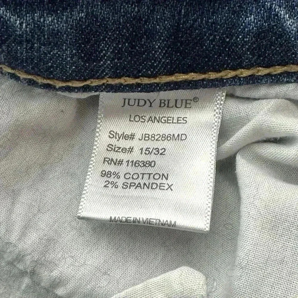 Judy Blue Jeans 15/32 Boyfriend Fit Distressed Stretch Denim Blue Style JB8286MD - Picture 7 of 15